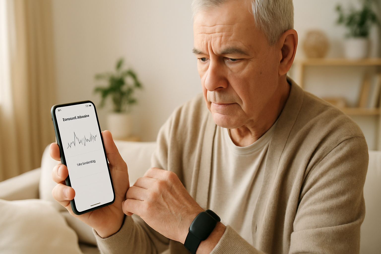 A person uses a smartphone displaying a tremor monitoring app for Parkinson, highlighting its benefits for families.
