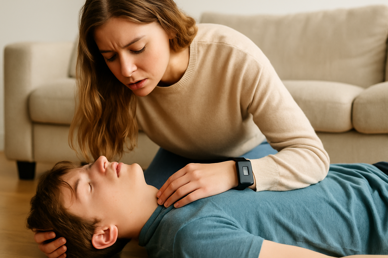 A person wearing an AlvoTriX wristband, illustrating alternatives for epilepsy seizure alert without Apple Watch.